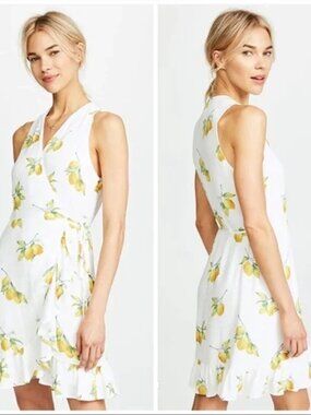 Rails Madison White Lemon Wrap Dress Ruffle Hem Summer Vacation Picnic S
